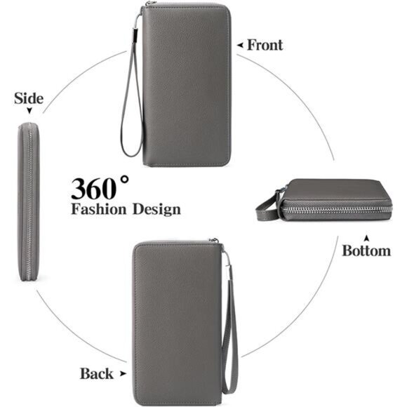 New Womens Wallet RFID Blocking Leather Zip Around Wallet Large Capacity - Picture 5 of 7